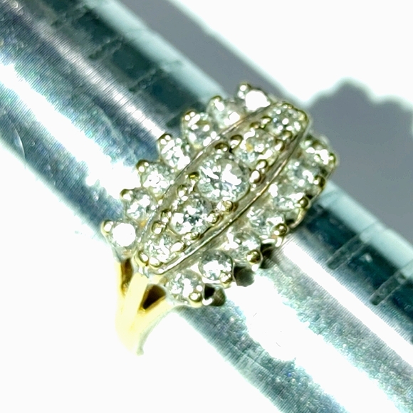Vintage 3row diamond cluster 14K gold ring 7 1/2 - Picture 8 of 10